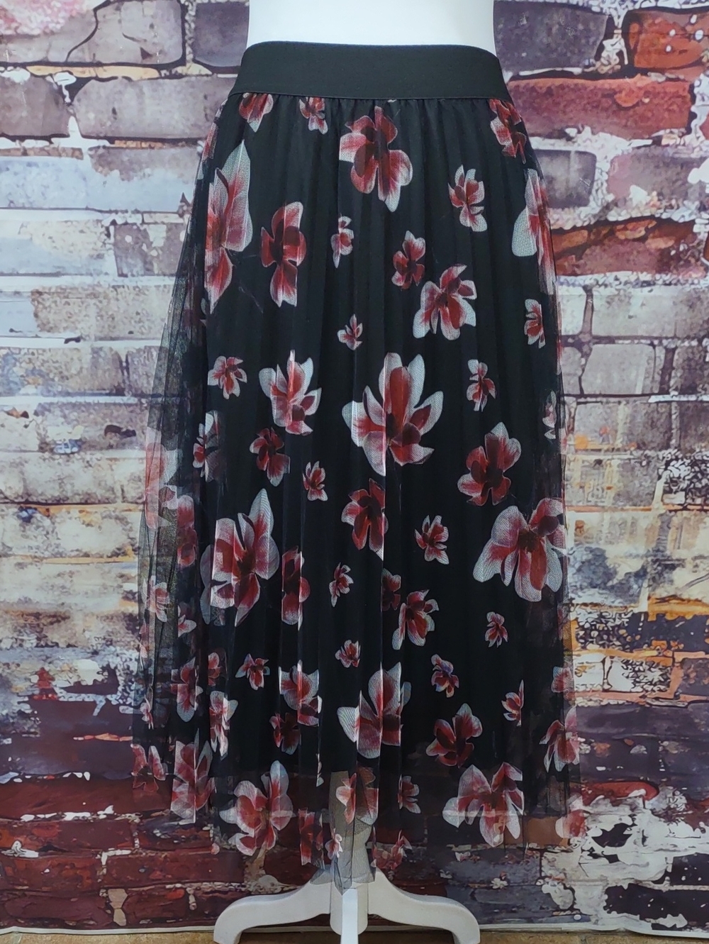 Studio West Floral Print Tulle Skirt